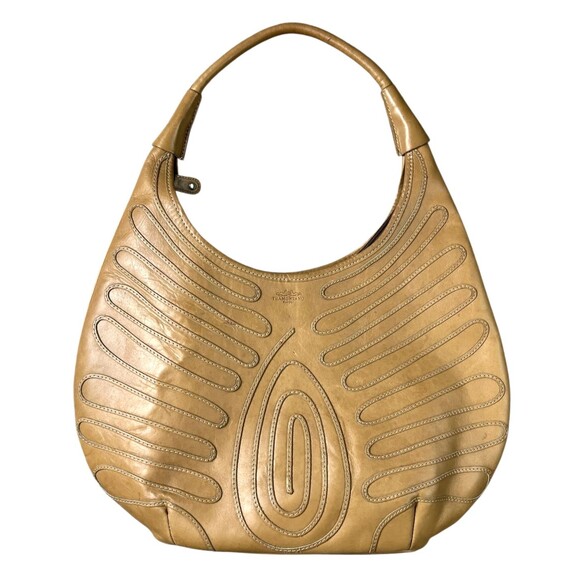 Tramontano Napoli Tan Leather Boho Hobo Shoulder Bag Handbag Purse - Picture 1 of 15
